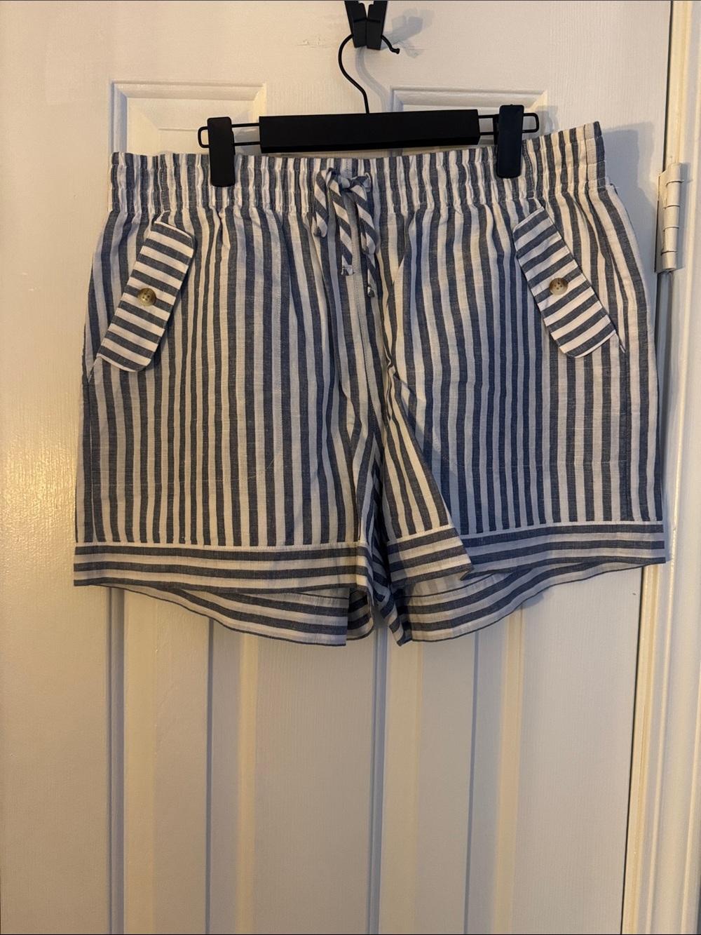 UpWest Blue and White Striped Women's Drawstring Shorts